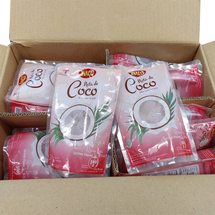 Takari International, Inc. - Wholesale Snack Pack - Kids & Baby - Inaco Nata De Coco- Lychee Flavor, 24 Pouches/Case, 12.70oz (360g)3