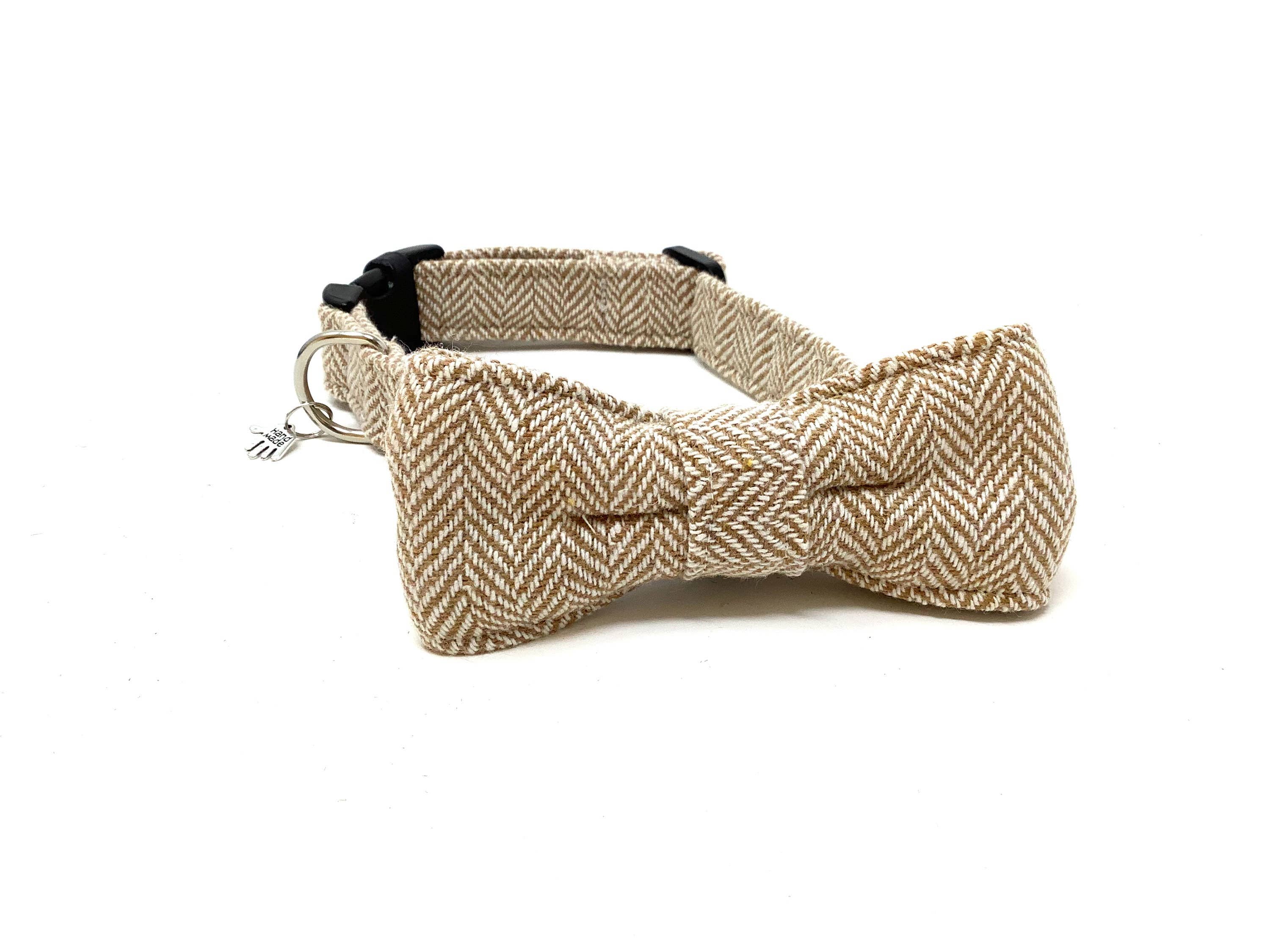 EcoDogDesigns – wholesale Pet bow tie – Dog – Beige Tweed Dog Bow Tie, Dog Dicky Bow2
