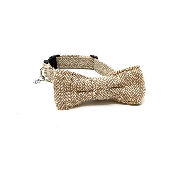 EcoDogDesigns – wholesale Pet bow tie – Dog – Beige Tweed Dog Bow Tie, Dog Dicky Bow2