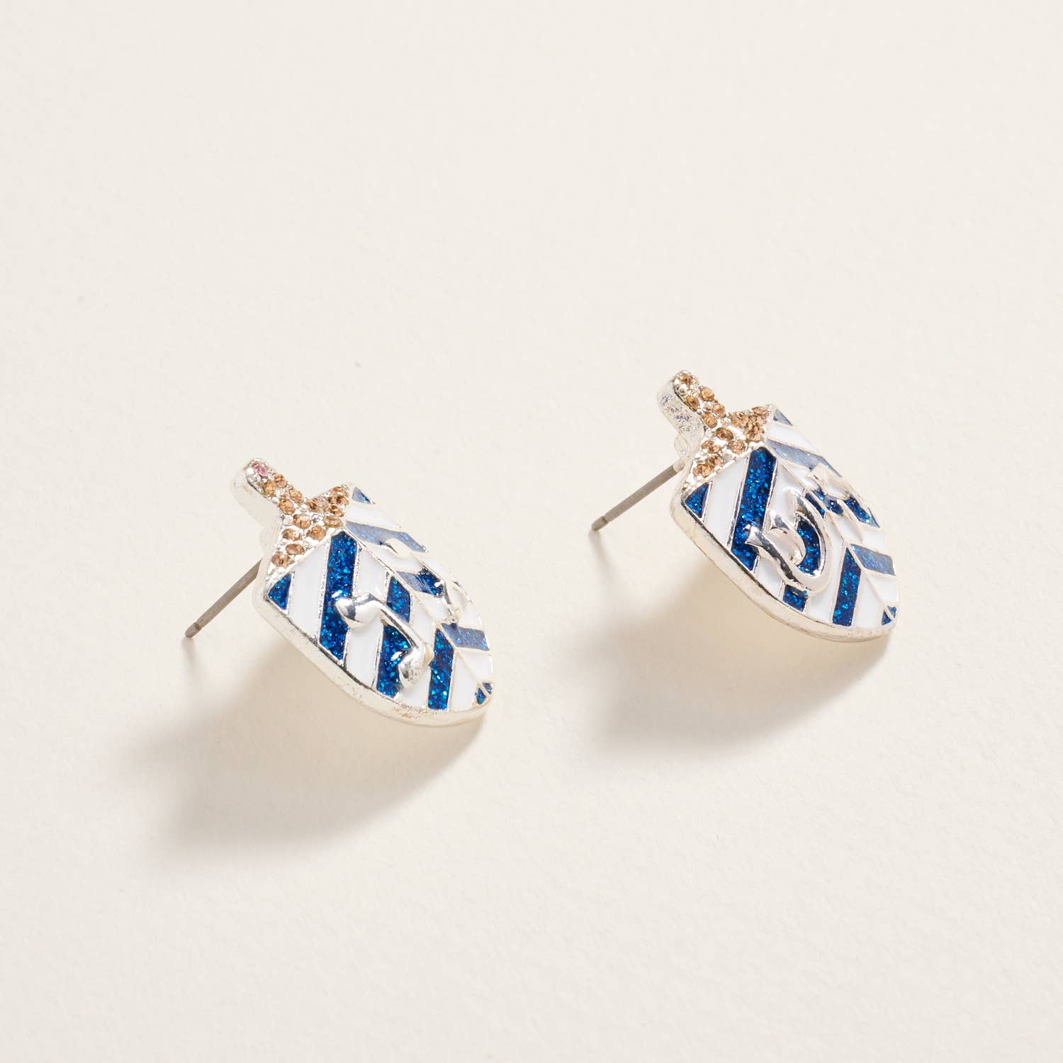 Designature New York - Wholesale Dangle Earrings - Hanukkah Glitter Dreidel Rhinestone Post Earrings5