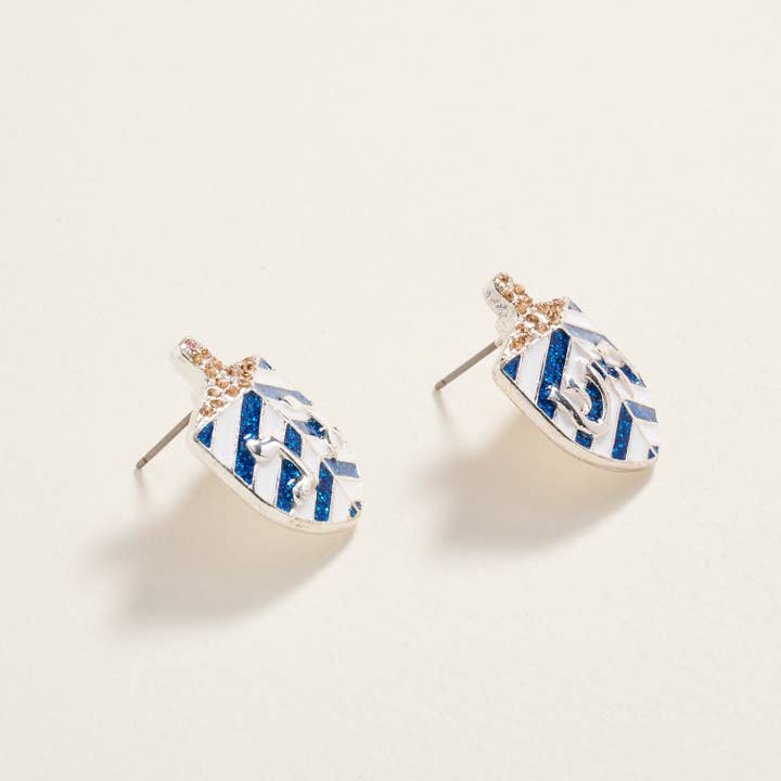 Designature New York - Wholesale Dangle Earrings - Hanukkah Glitter Dreidel Rhinestone Post Earrings5