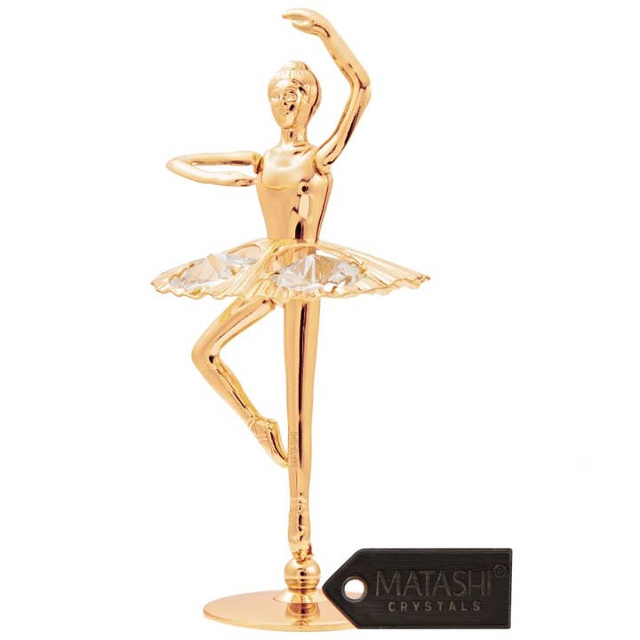 Matashi Gold Plated Crystal Ballerina w Arm Up Figurine for wholesale by Matashi