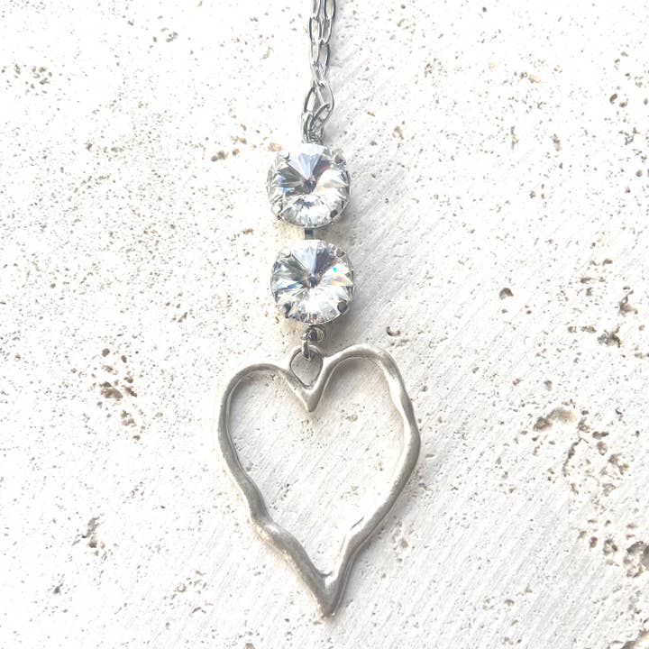 Crystal heart necklace Valentine love boutique salon for wholesale by VB&CO Designs Handmade Jewelry