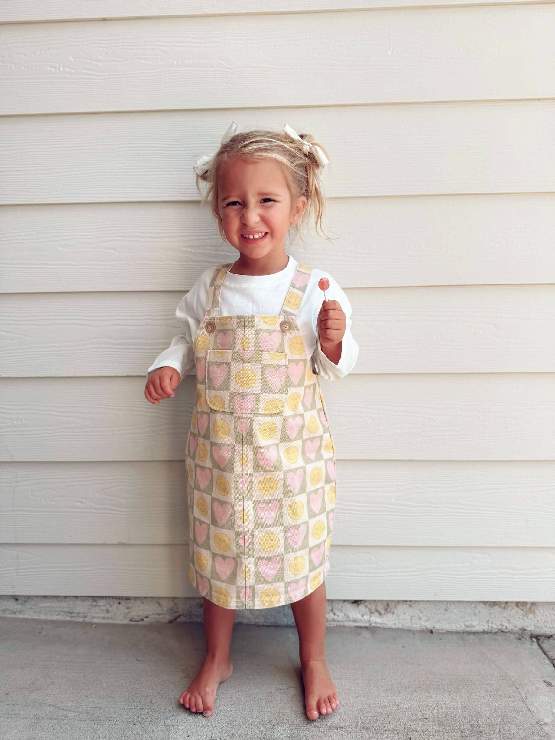 At Noon - Wholesale Overalls - Kids - [At Noon Original Design] Toddler Kangaroo Pocket Printed Denim Skirtall (6m-8y)- 2Colors5