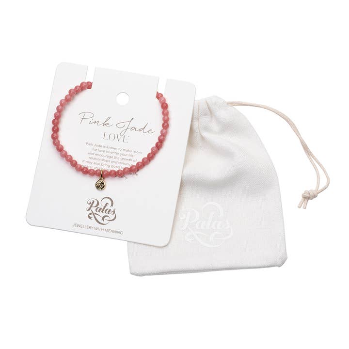 Palas Jewellery - Wholesale Beaded Bracelet - Pink jade 'love' healing gem bracelet7