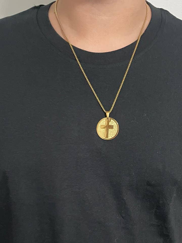 Gold Cross and Prayer Necklace for wholesale by Silver & Bare