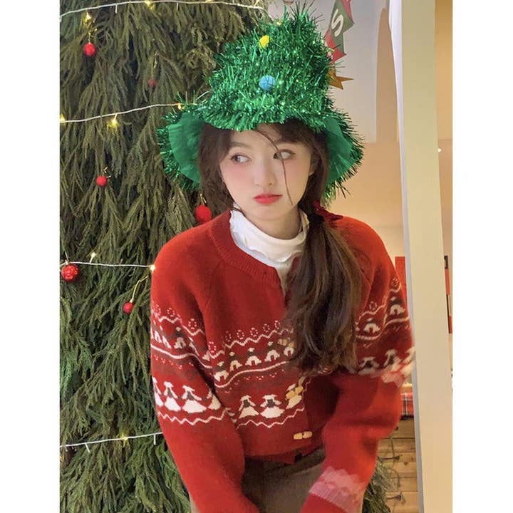 Marayn - Wholesale Cardigan - Women's - Cozy Fair Isle Horn Button Knit Cardigan Sweater8