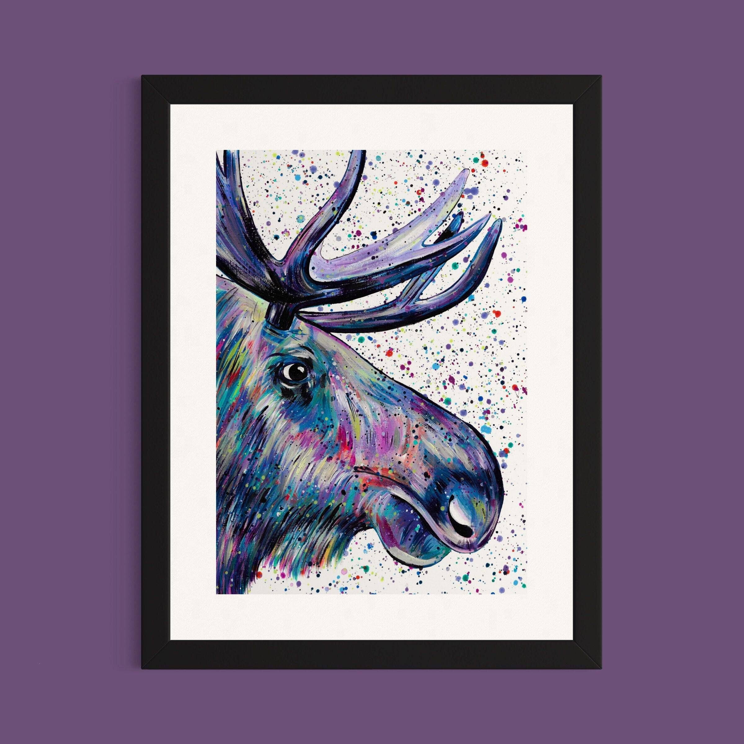 Emma LC Art – wholesale Art print – Canadian Moose Art Print, Colourful Wildlife Art0