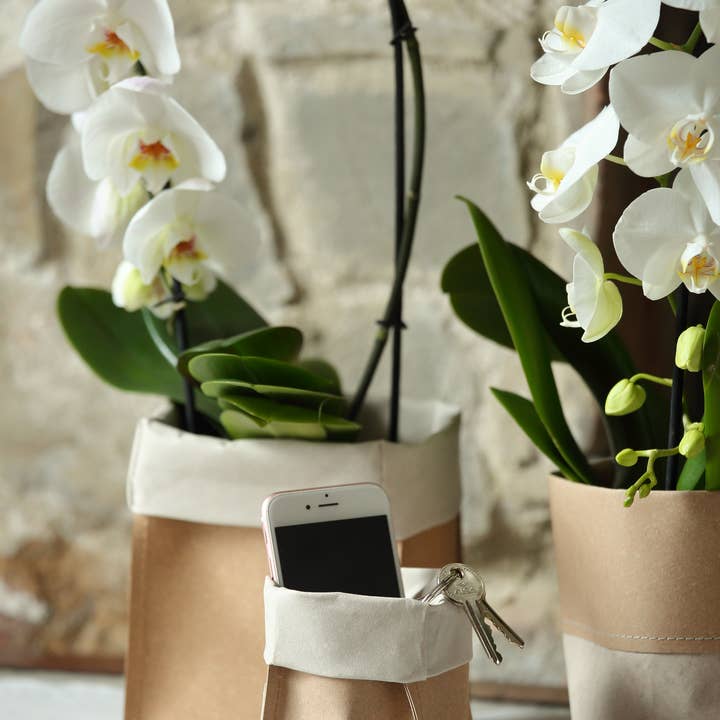 Contenitori DOUBLE ECOLOGICI in rigenerato di cuoio per la vendita all'ingrosso da parte di B&P Italia