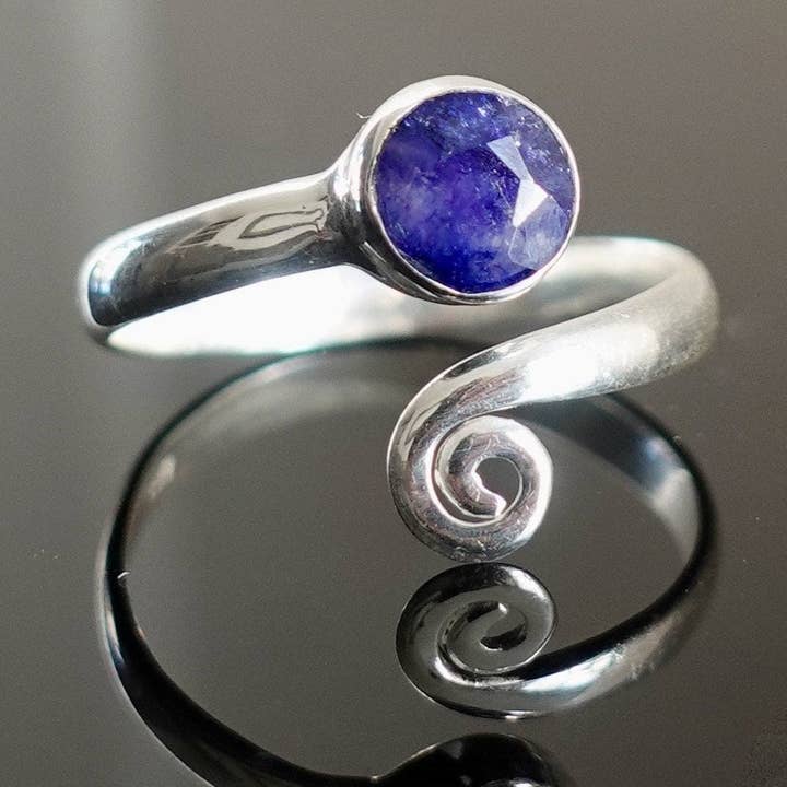 Mistry Gems - Wholesale Single Stone/Solitaire Ring - Unisex Adjustable Wrap Sapphire Ring | 925 Sterling Silver0