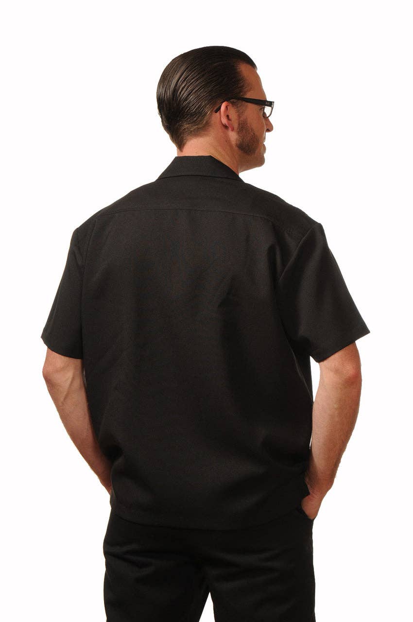 Steady Clothing - Wholesale Button Down Shirt - Men's - Leopard Panel Bowling Shirt in Black5