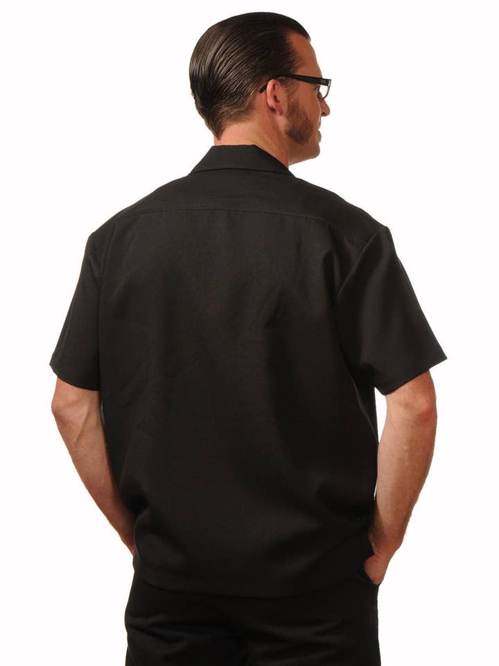 Steady Clothing - Wholesale Button Down Shirt - Men's - Leopard Panel Bowling Shirt in Black5