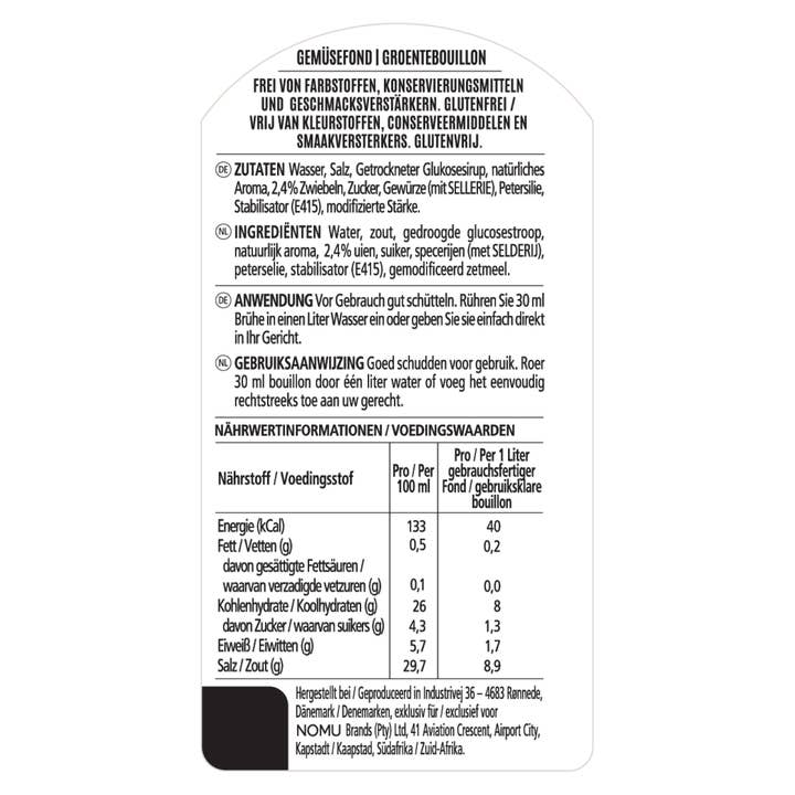 Mahdina - Wholesale Stock - Nomu: Concentrated Vegetable Fond Stock 200ml