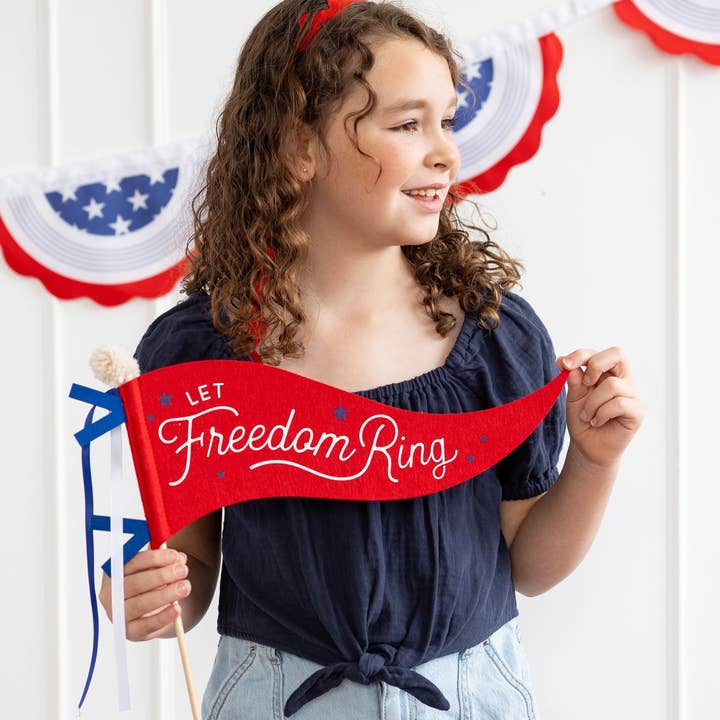 My Mind’s Eye - Wholesale Party Sign/Banner - SSP1115 - Let Freedom Ring Felt Pennant Banner2