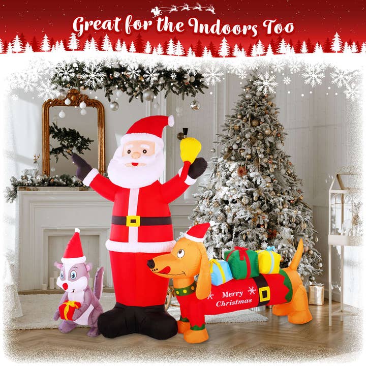 G128 - Wholesale Christmas Decoration - Inflatable Santa Claus with Dog and Raccoon, Christmas Decor2