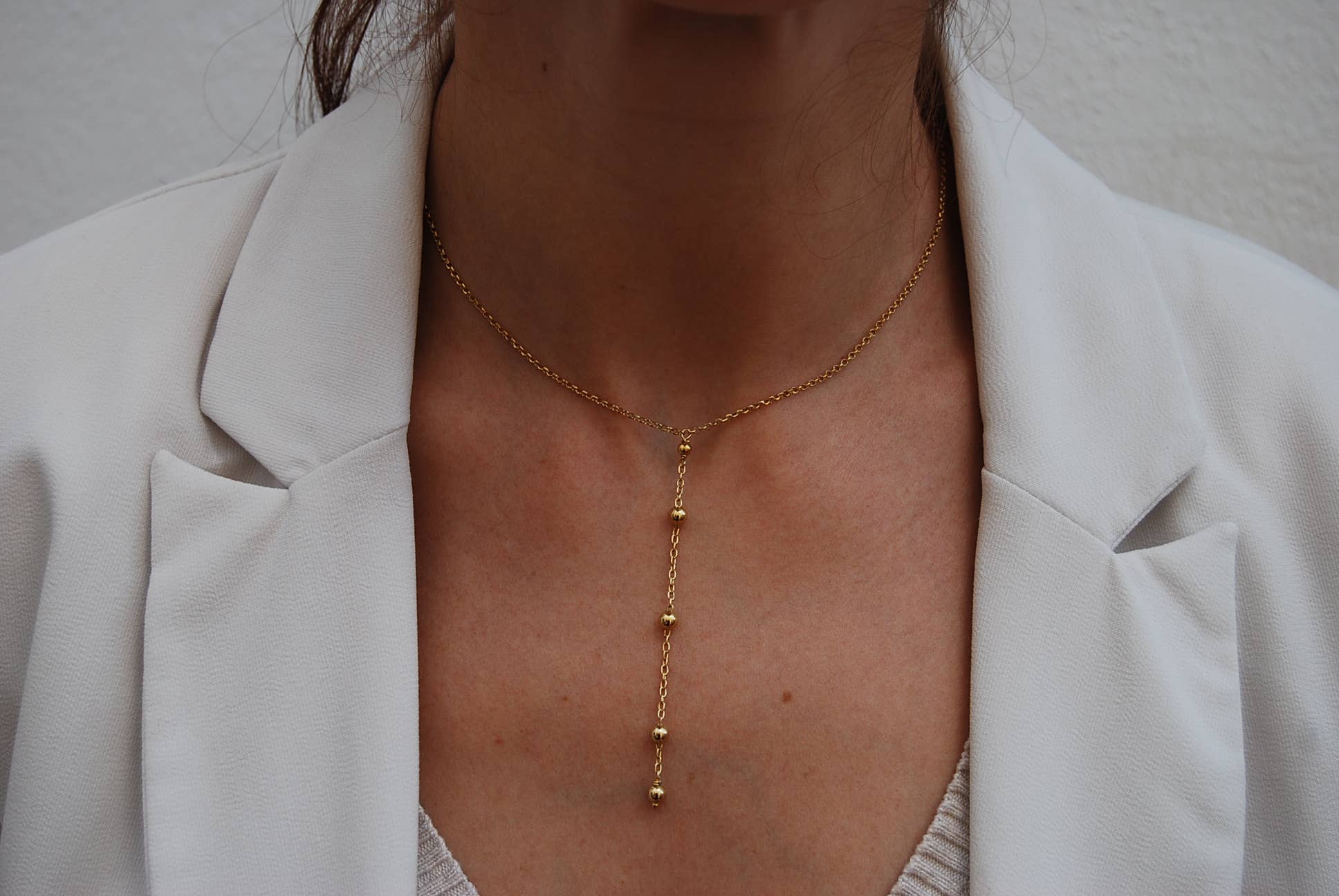 Yneda Jewels - Wholesale Y-Neck/Lariat Necklace - Sterling silver necklace with balls, long layered necklace.1