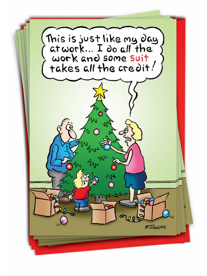 Box of 12 Christmas Card - Suit Takes Credit for wholesale by NobleWorks