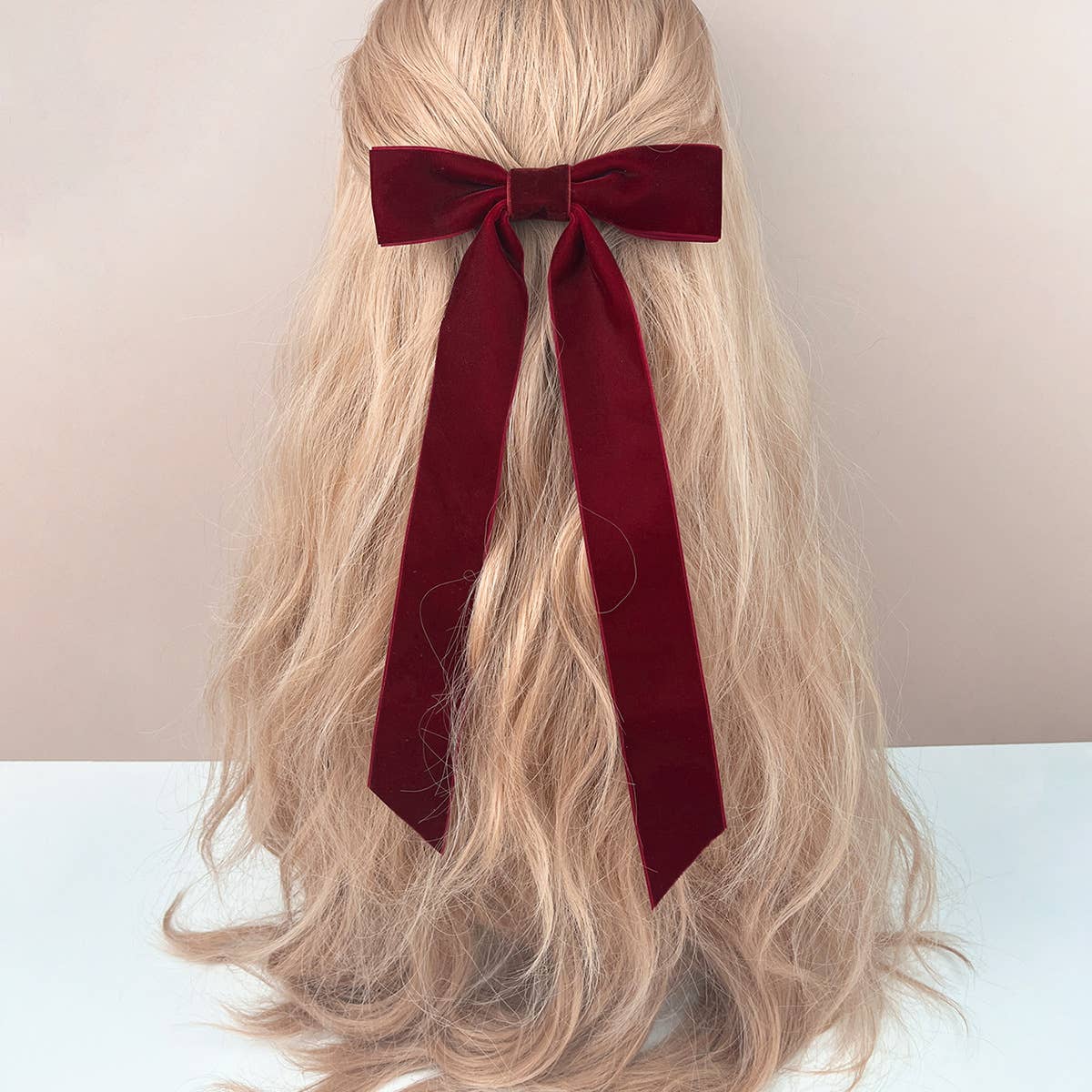 MKS America - Wholesale Hair Clip - Women's - Phasa Velvet Long Ribbon bow hair clips 7 colors7