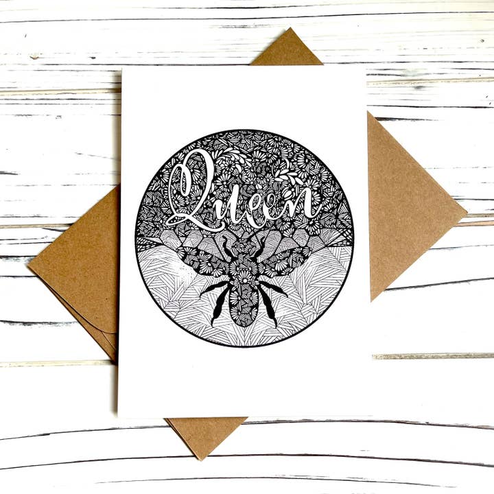 Queen Bee Blank Note Cards for wholesale by Inktangles