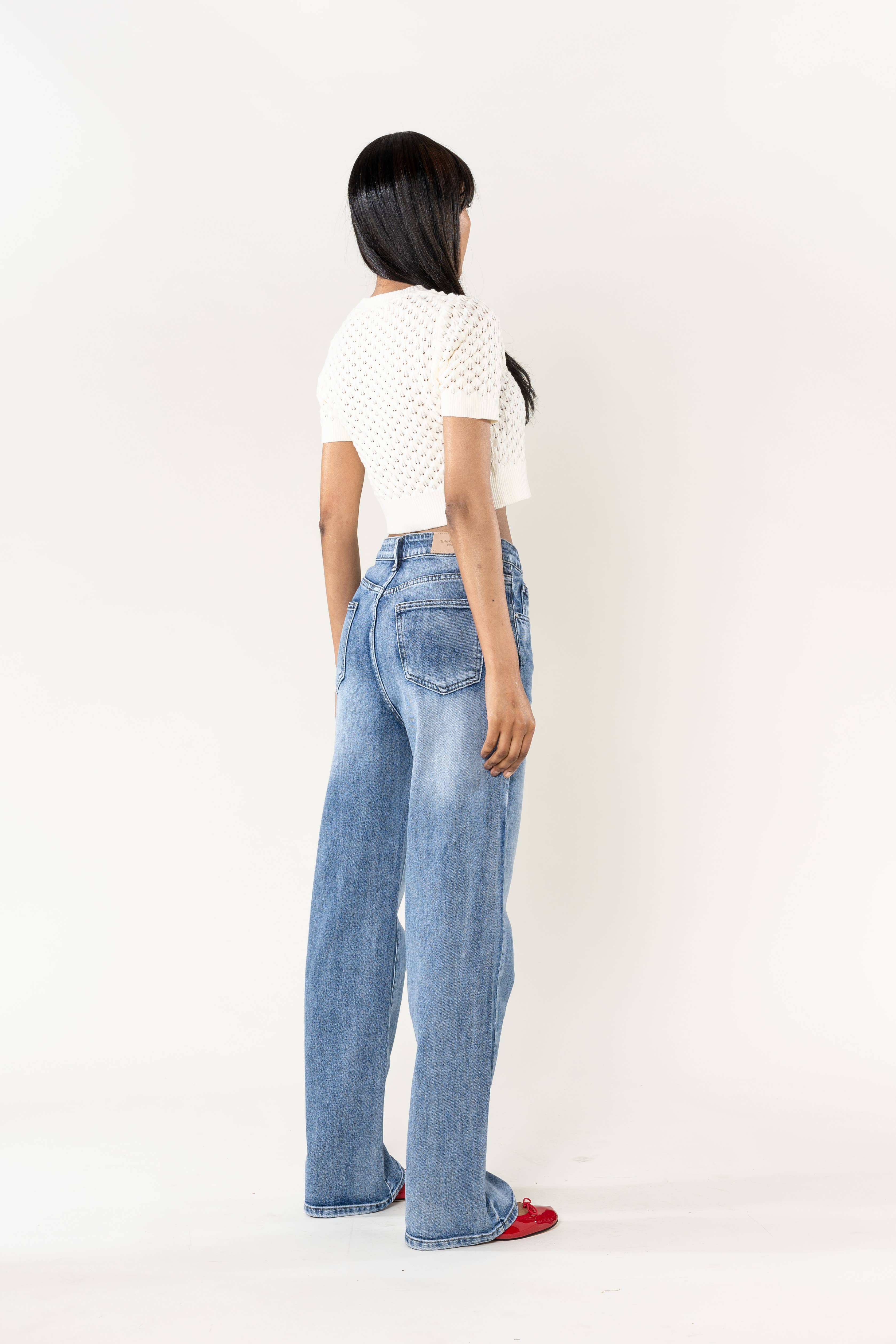 Nina Carter - Wholesale Jeans - Women's - Jean Nina Carter cotton non-stretch straight wide T0023