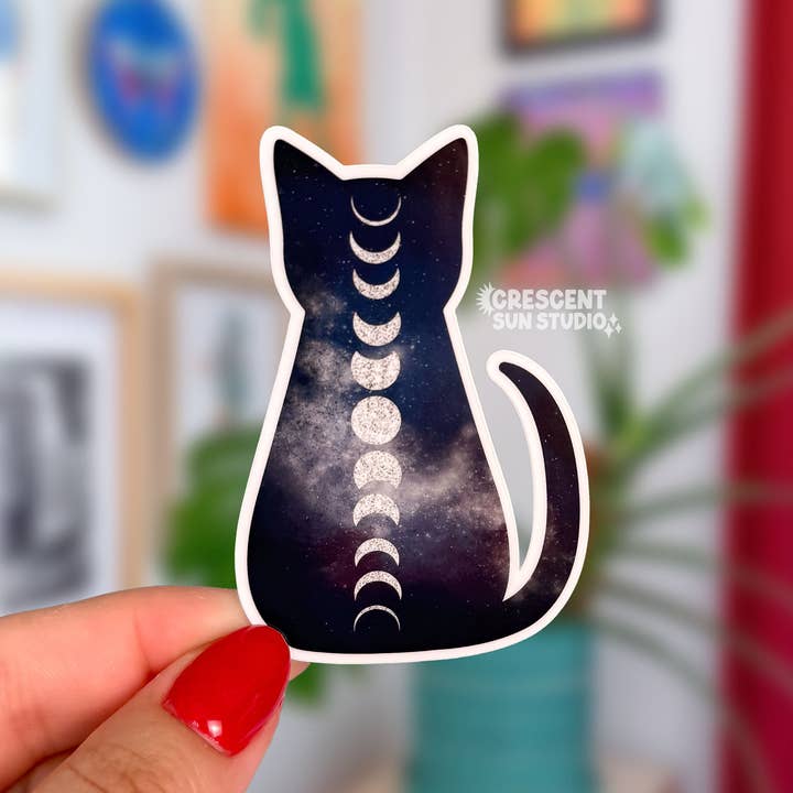 Adesivo Galaxy Cat con fasi lunari
per la vendita all'ingrosso da parte di Crescent Sun Studio