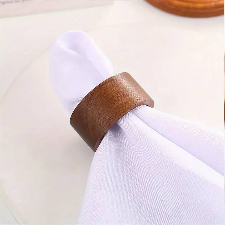 Huis Van Merken - Wholesale Napkin Ring - 6pcs Solid Color Wooden Napkin Ring