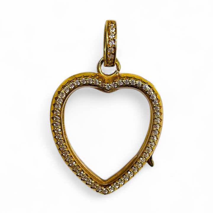 Pave Heart Glass Locket for wholesale by LB Beadz