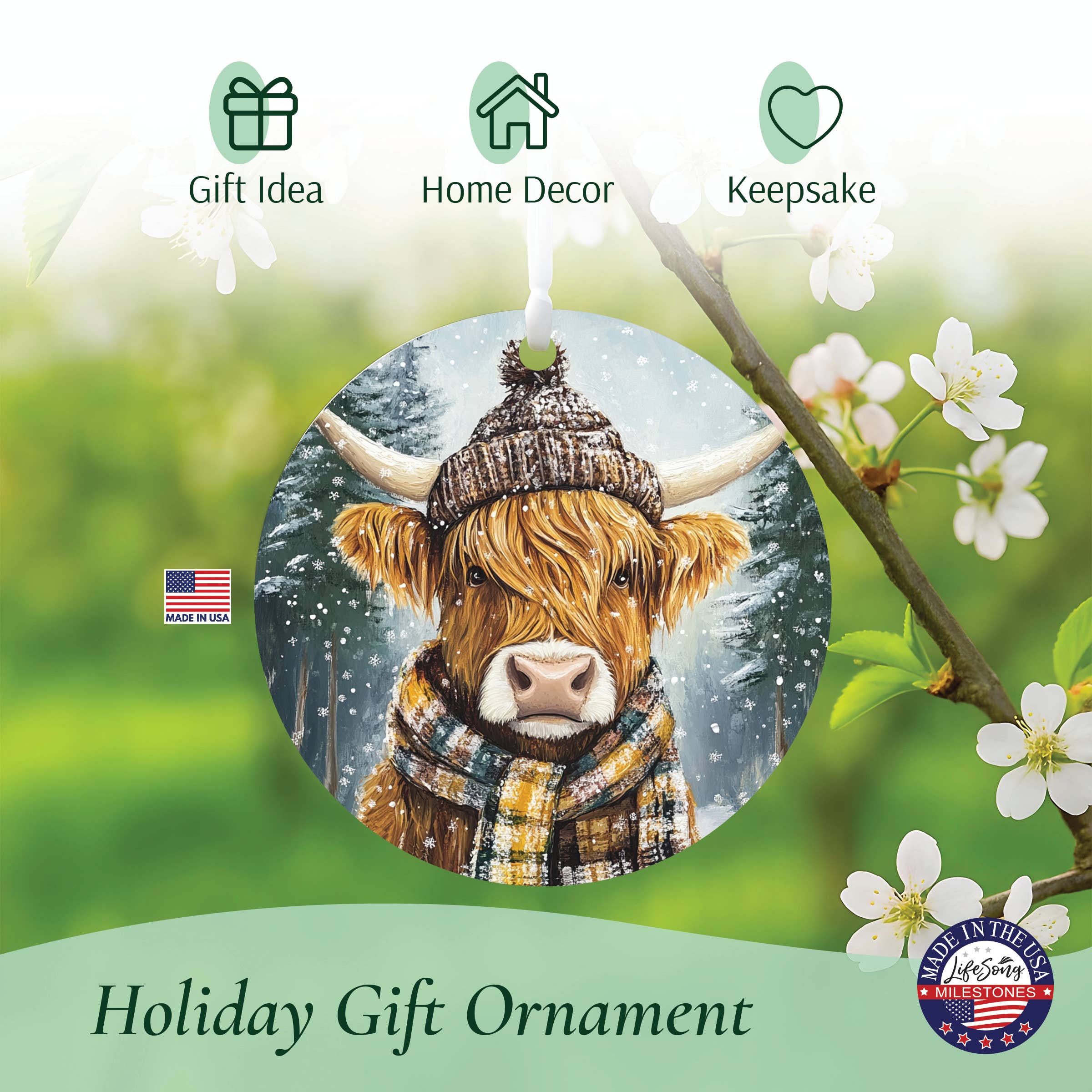 LifeSong Milestones - Wholesale Ornament - Highland Cow Christmas Ornament – Holiday Accessories5
