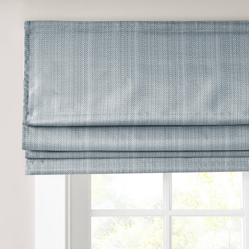 Olliix - Wholesale Curtain - Basketweave Roman Shade, Blue3