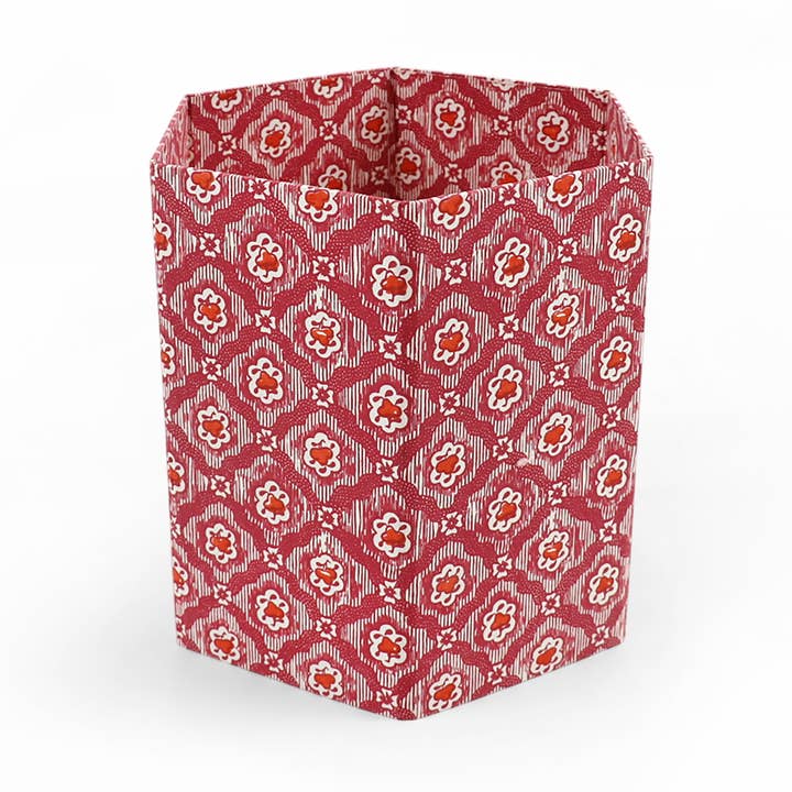 CESTINO PIEGHEVOLE ESAGONALE - EDIZIONE FESTIVA VINTAGE VINES ROSSO per la vendita all'ingrosso da parte di Craft Boat