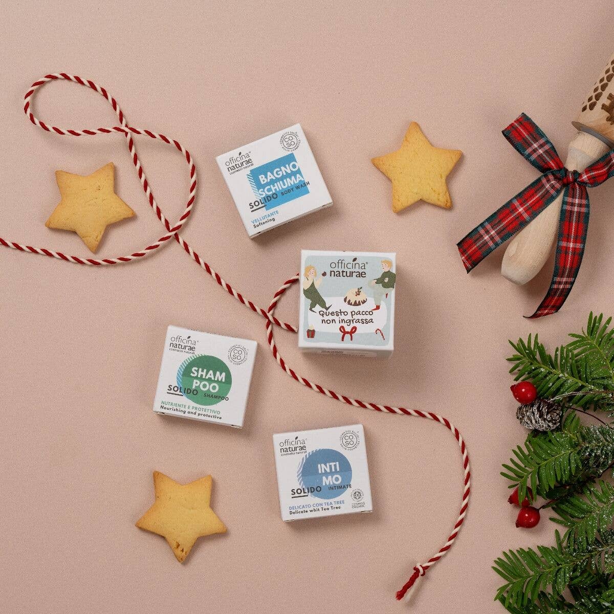 Officina Naturae – Großhandel Shampoo-Puck/festes Shampoo – Festes Shampoo, Intim- und Duschgel 15g - WEIHNACHTEN 20250