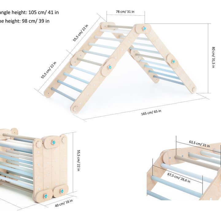 HappyMoon - Wholesale Wood Toy - Kids - HappyMoon® Blue Activity Gym with Two Ramps