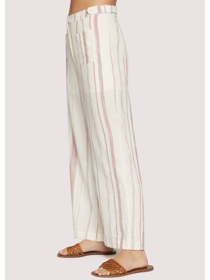 RED NATURAL Costa Mirage Pants - Summer Striped Cotton Straight for wholesale on Faire