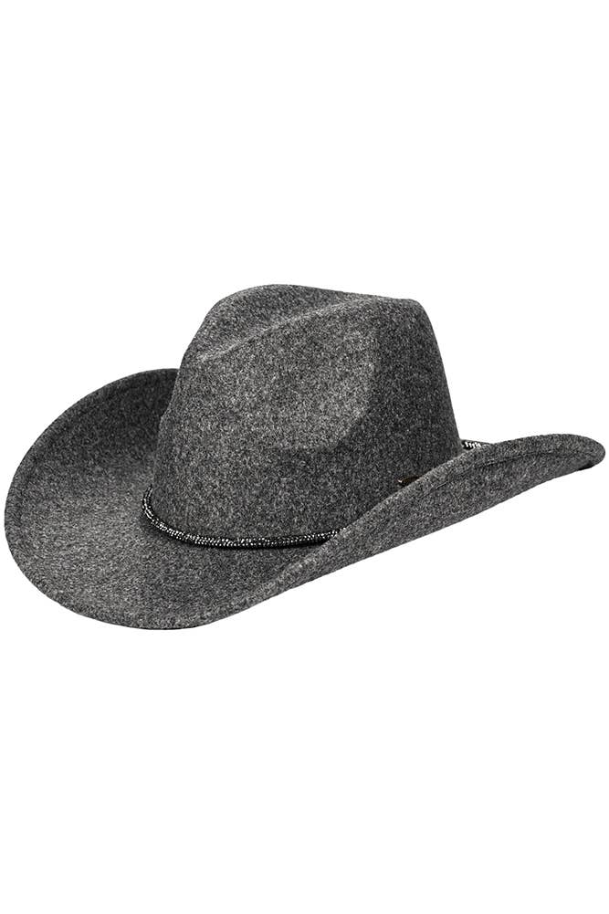 Hana – Chapéu de cowboy - Mulher por atacado – Chapéu de Feltro Vegano C.C Cowboy com Faixa de Strass3