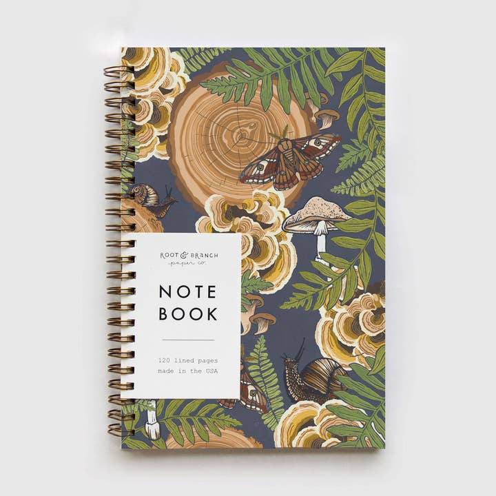 Mushroom Grove Spiral Bound Notebook for wholesale by Root & Branch Paper Co.