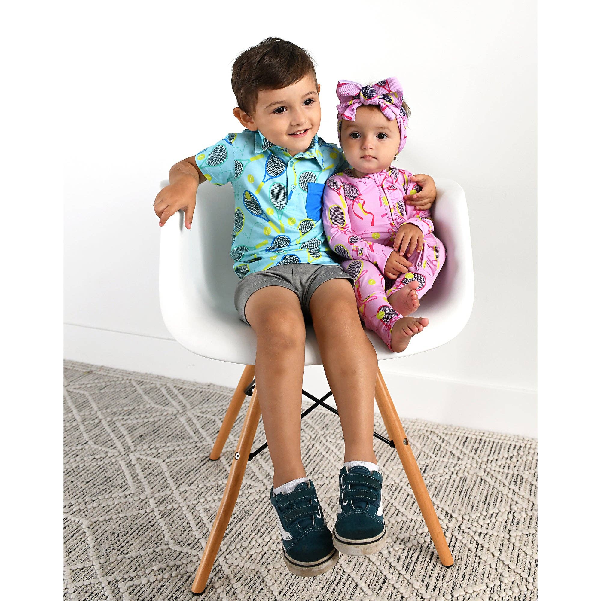 Gigi and Max - Wholesale Jumpsuit - Baby - Serena Pink Tennis Ruffle Zip Bamboo Baby Sleepies Kids 17