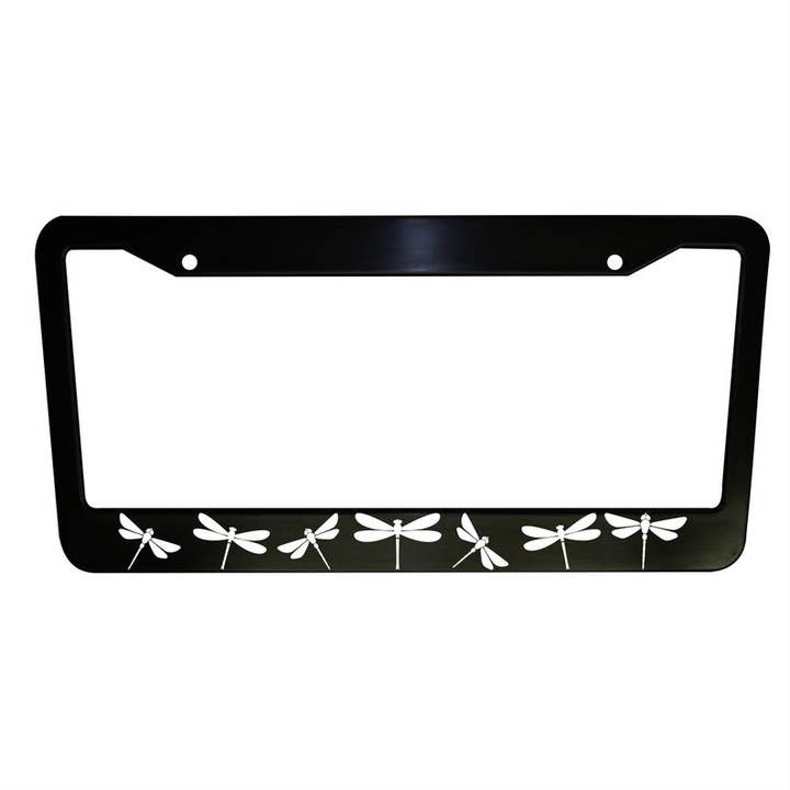Dragonflies Black Plastic or Aluminum License Plate Frames Truck Car Van Décor Vehicle Accessories New Car Gifts Custom Holders for wholesale by MonkeyFeetGraphics