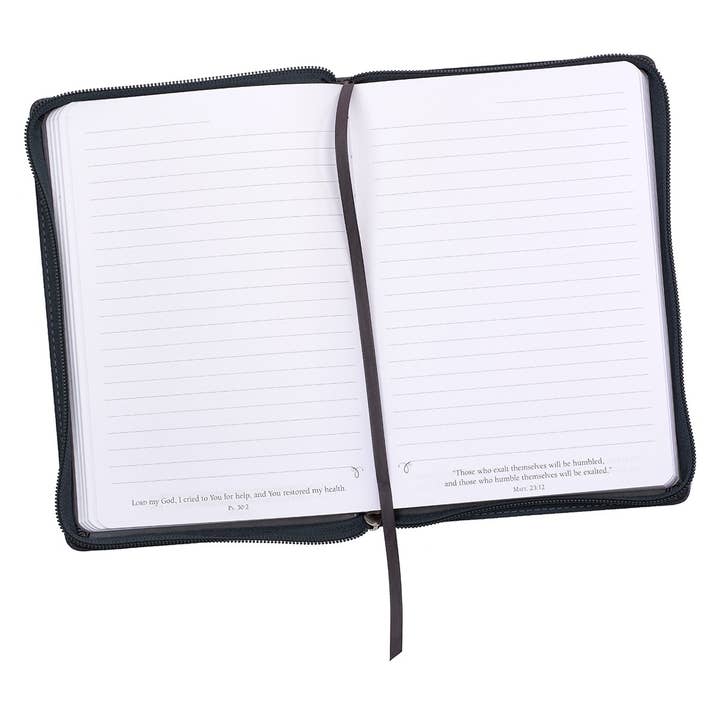 Christian Art Gifts - Wholesale Journal/Diary - Journal Classic Zip Gray Be Strong Joshua 1:9