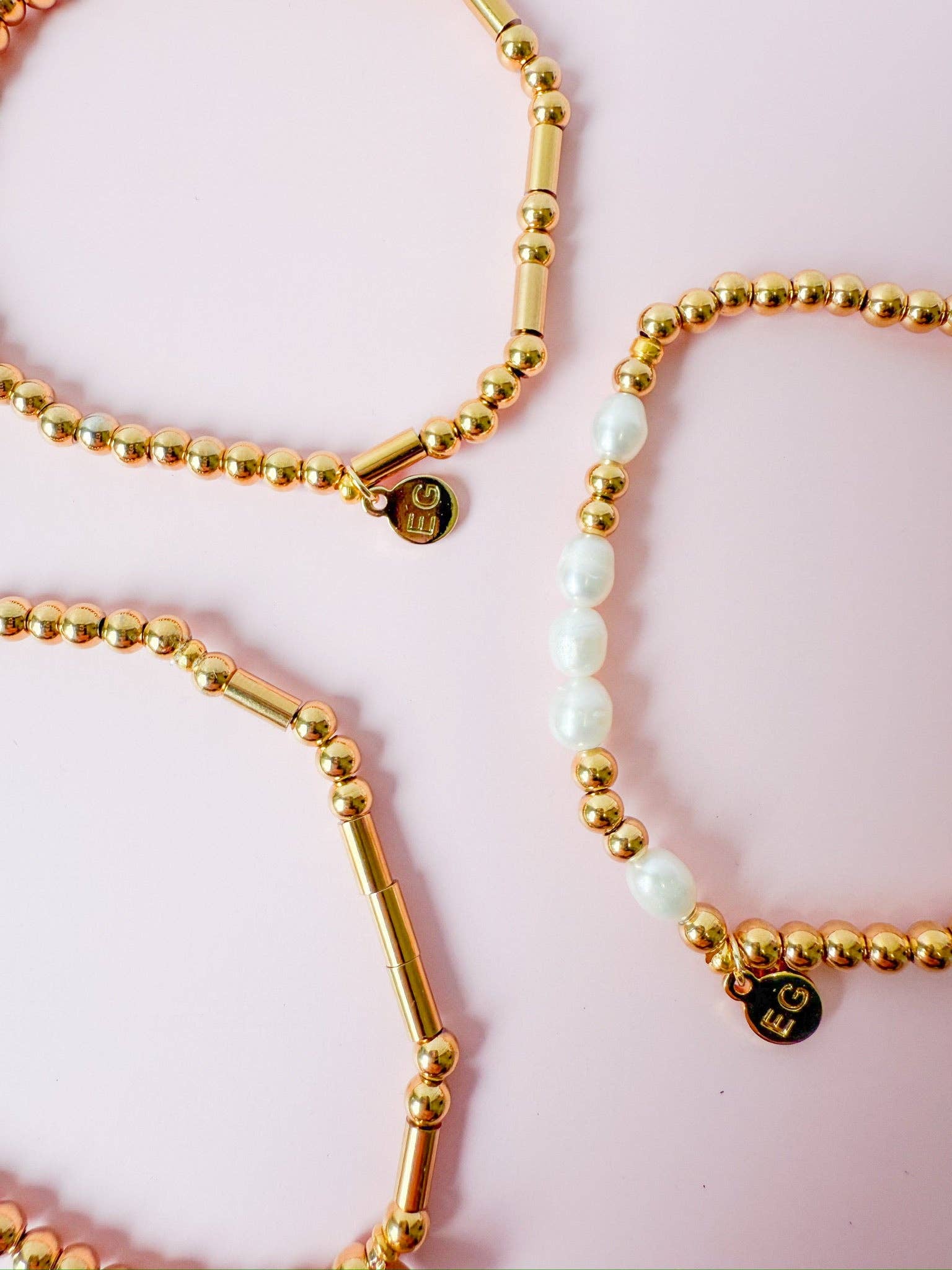 ETHICGOODS - Wholesale Beaded Bracelet - Morse Code Pearl & Gold Waterproof Beaded Bracelet | LOVE5