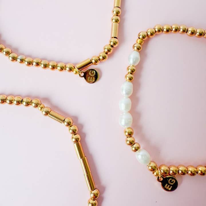 ETHICGOODS - Wholesale Beaded Bracelet - Morse Code Pearl & Gold Waterproof Beaded Bracelet | LOVE5