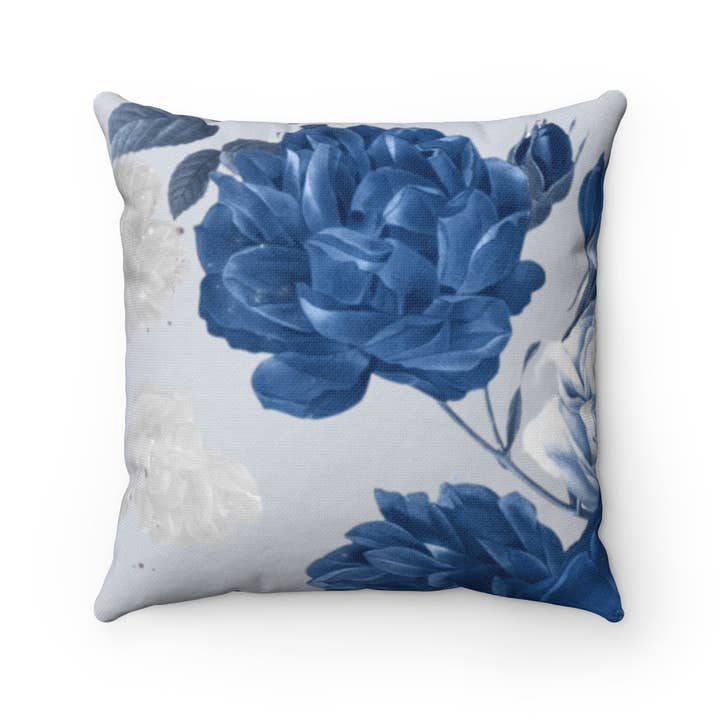 Vintage Blue Flower Garden Square Pillow for wholesale by Random Pieces of 8