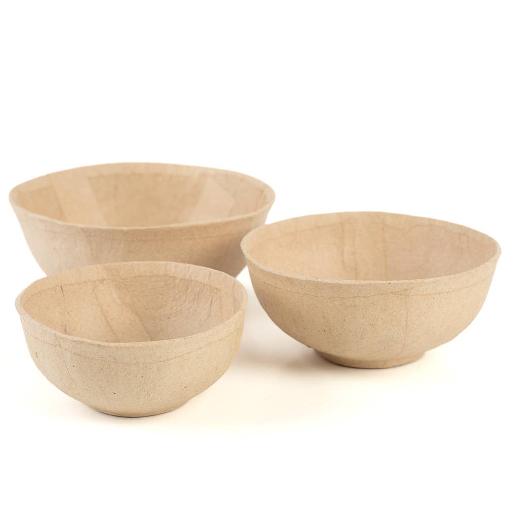 Factory Direct Craft - Wholesale Decorative Plate/Dish/Bowl - Natural Kraft Paper Mache Decorative Bowls (Set of 3)5