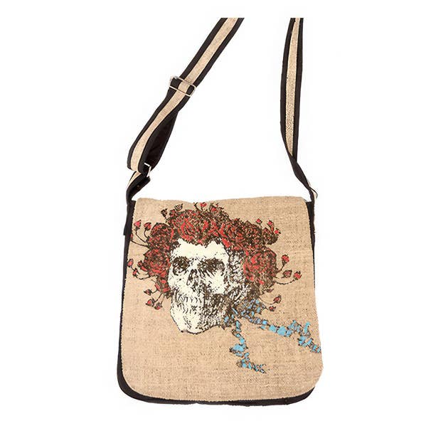 Gypsy Rose - Vendita all'ingrosso Borsa a tracolla - Donna - Borsa per DJ Grateful Dead Bertha Skull and Roses in canapa e cotone