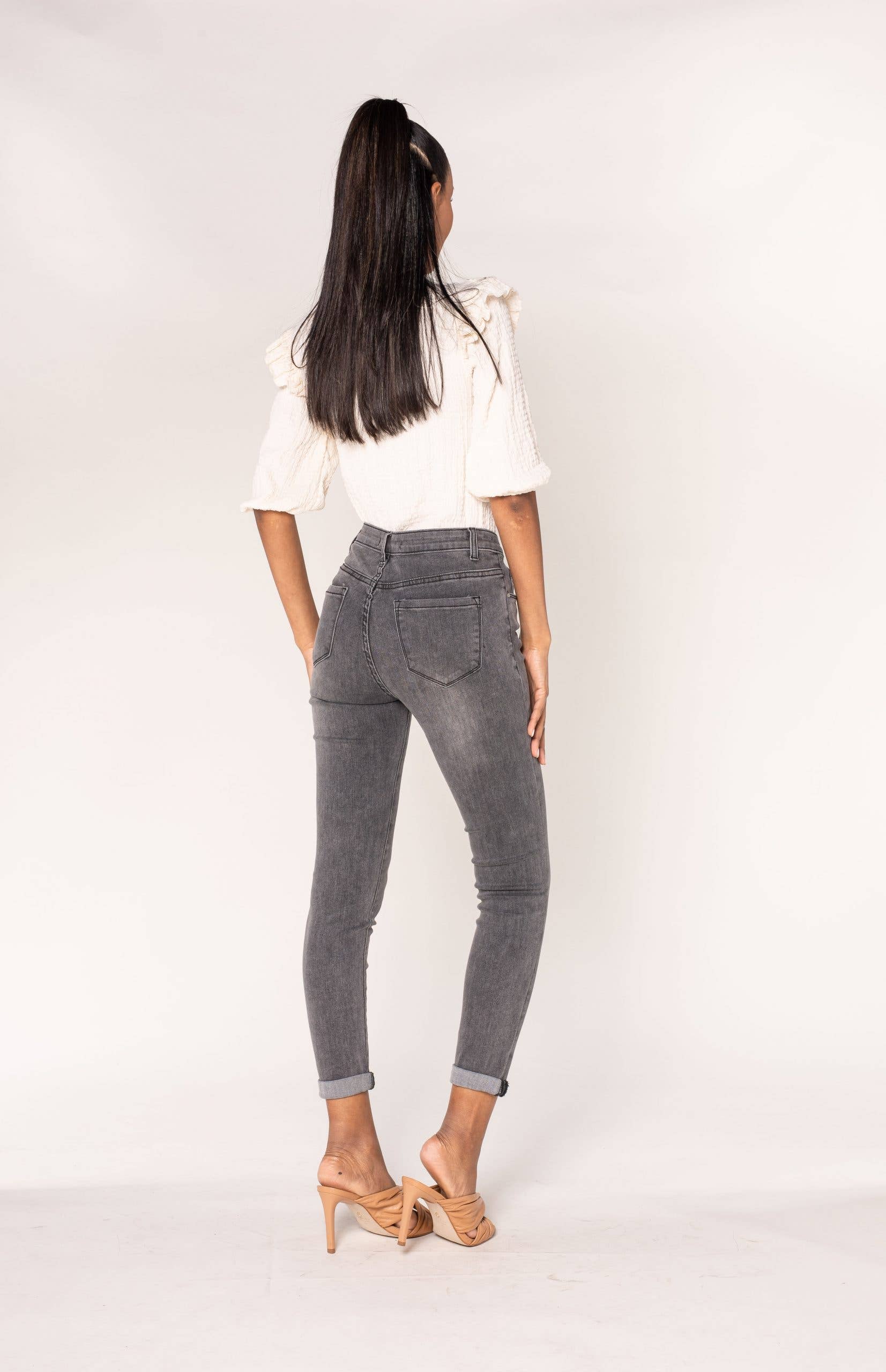 Nina Carter – Engroshandel Jeans - Dame – P078 stretch skinny bukser med høj talje11