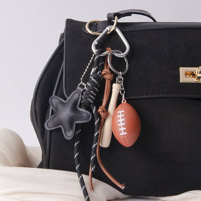 Dipped Shop - Wholesale Keychain - Women's - Simple Leather Star Baseball Keychain Bag Charm DP25E4940