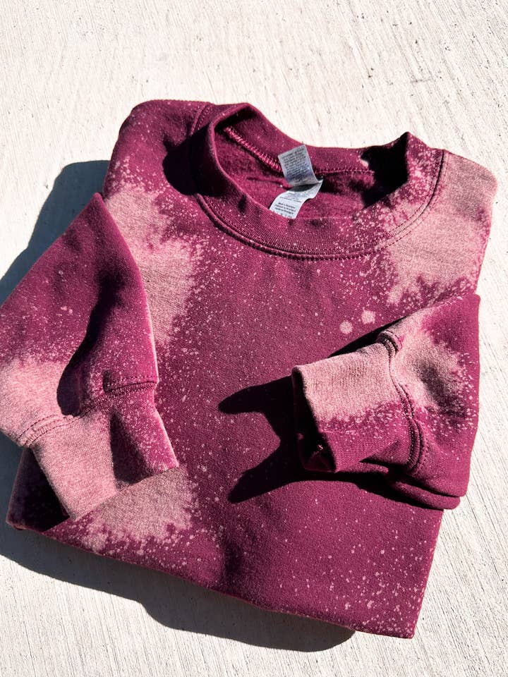 D&E Tees - Wholesale Sweatshirt - Women's - Bleached Maroon Sweatshirt