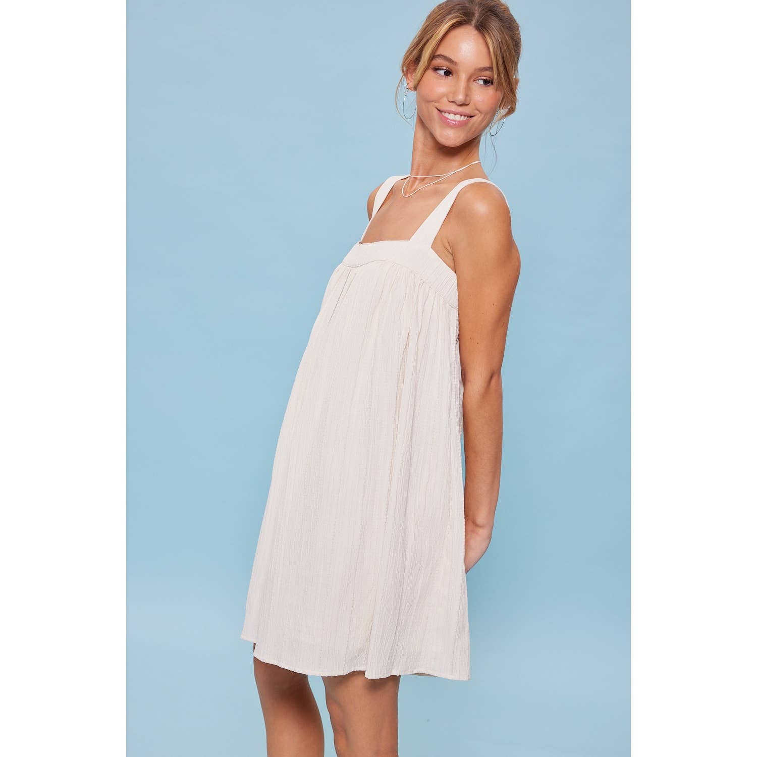 idem ditto - Vente Robe – femme - MINI-ROBE BABYDOLL FROISSÉE AVEC RUBAN AU DOS6