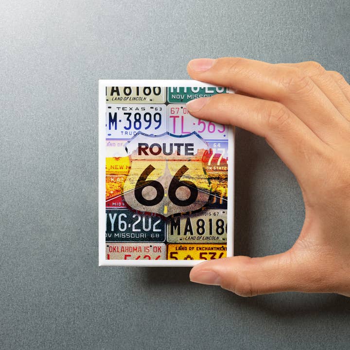 Lantern Press - Wholesale Magnet - MAGNET Route 66 License Plates, Highway Road5