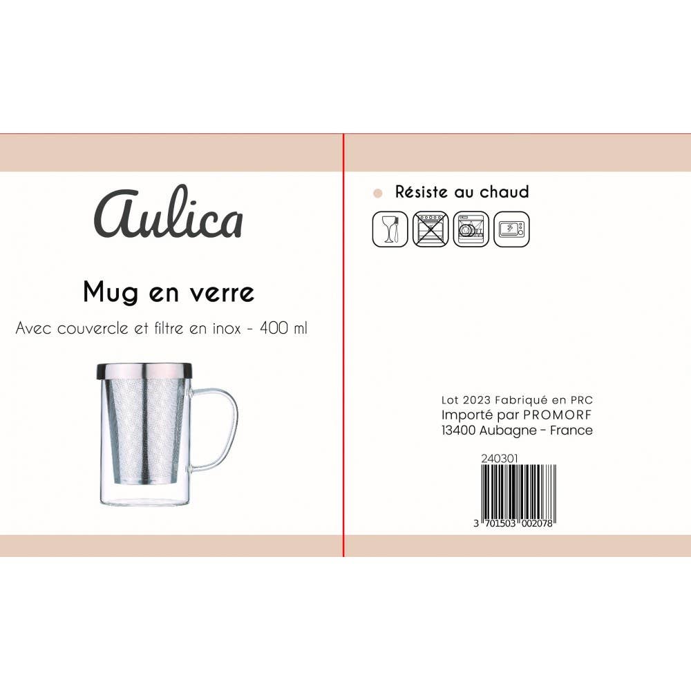 AULICA - Venta al por mayor Taza - Taza de 400 ml con tapa y filtro de acero inoxidable3
