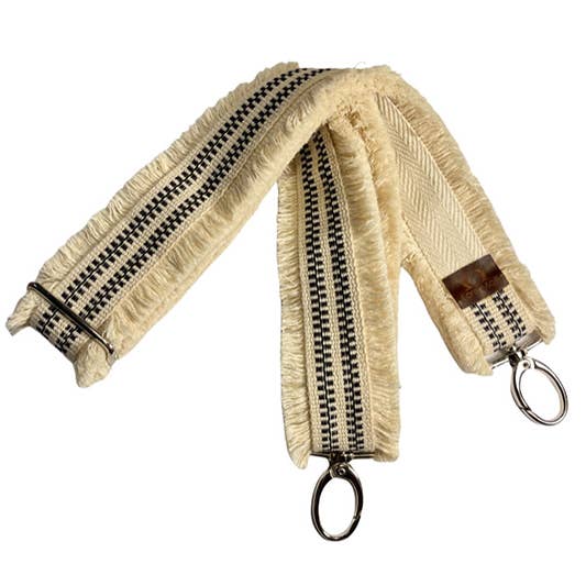 Black and White Bird Fringe Handbag Ribbon for wholesale by Lara Moti